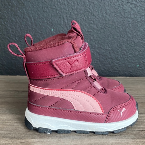 Puma Kids Winter Boots - Burgundy and Light Pink - Picture 3 of 5